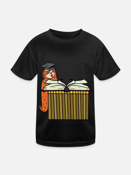 Sloth Student Study Book Student School - Kids Functional T-Shirt - black - Front