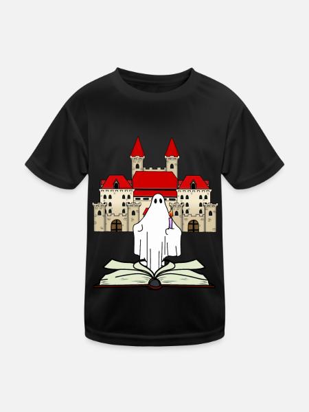 Mitternacht Geisterstunde Märchen Spuk Geschichte - Kinder Funktions-T-Shirt - Schwarz - Vorne