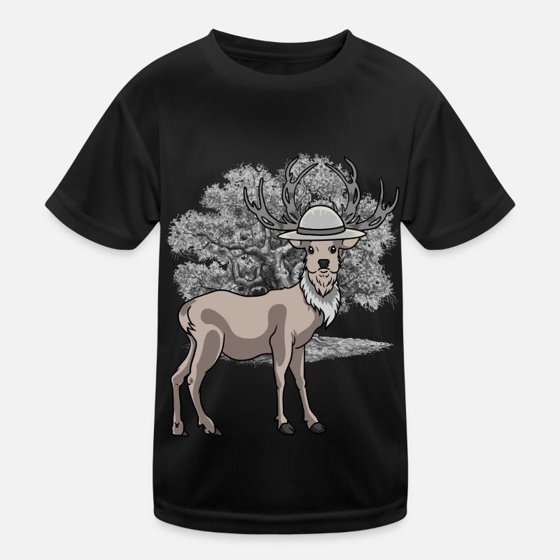 Waldtier Hirsch Waldtiere Rotwild Waldbewohner Kinder Funktions-T-Shirt