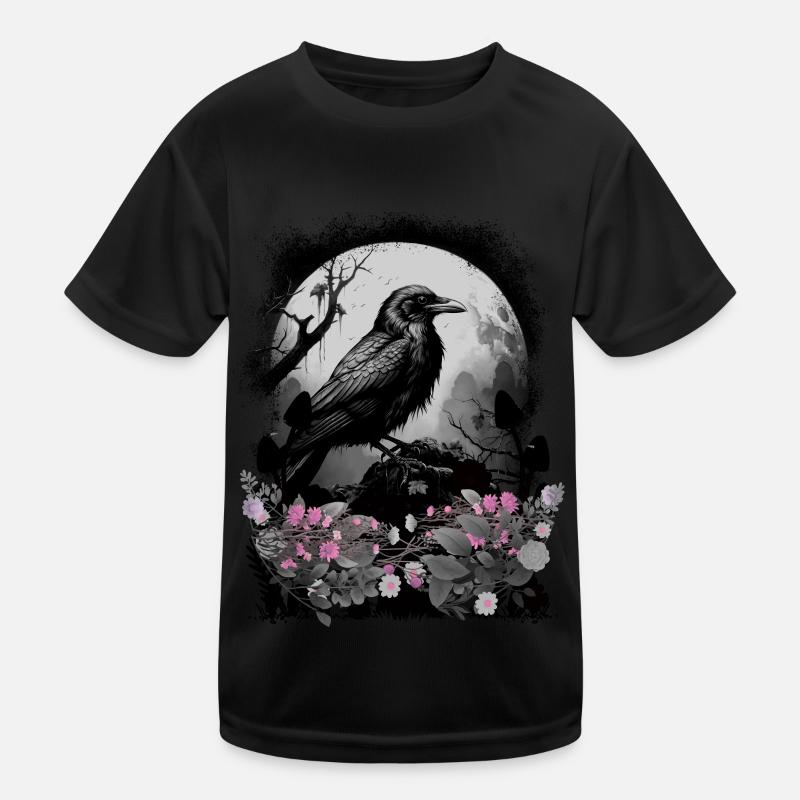 Vogel Rabe Mystisch Waldtiere Krähe Vintage Dark Kinder Funktions-T-Shirt