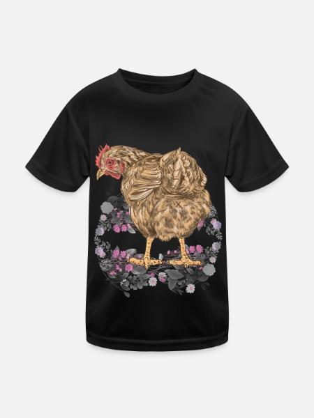 Frühling Ostern Huhn Federvieh Natur Geflügel - Kinder Funktions-T-Shirt - Schwarz - Vorne