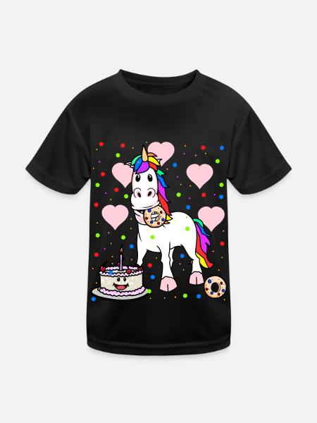 Unicorn Birthday Birthday Greetings Kid Kids - Kids Functional T-Shirt - black - Front
