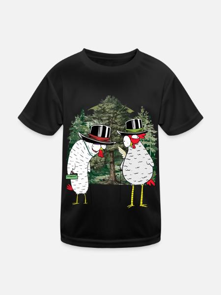 Großeltern Oma Opa Huhn Wald Wanderung Natur - Kinder Funktions-T-Shirt - Schwarz - Vorne