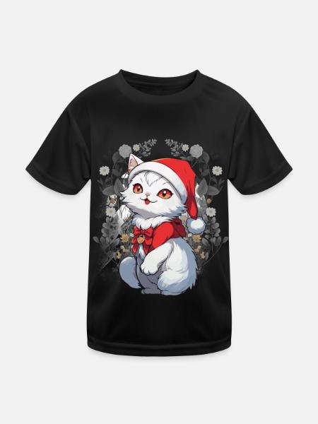 Katze Märchen Märchenfigur Katzen Kater Kind - Kinder Funktions-T-Shirt - Schwarz - Vorne