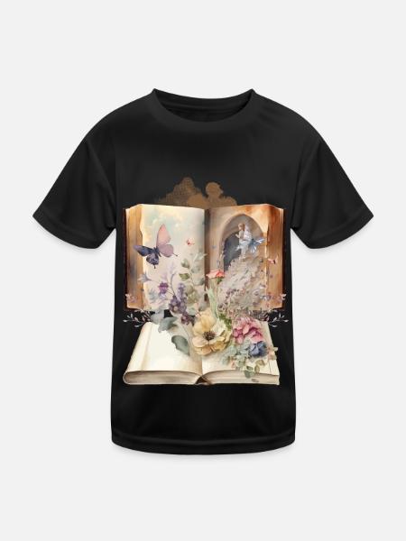 Livre Vintage livres fleurs nostalgiques - T-shirt sport Enfant - noir - Devant