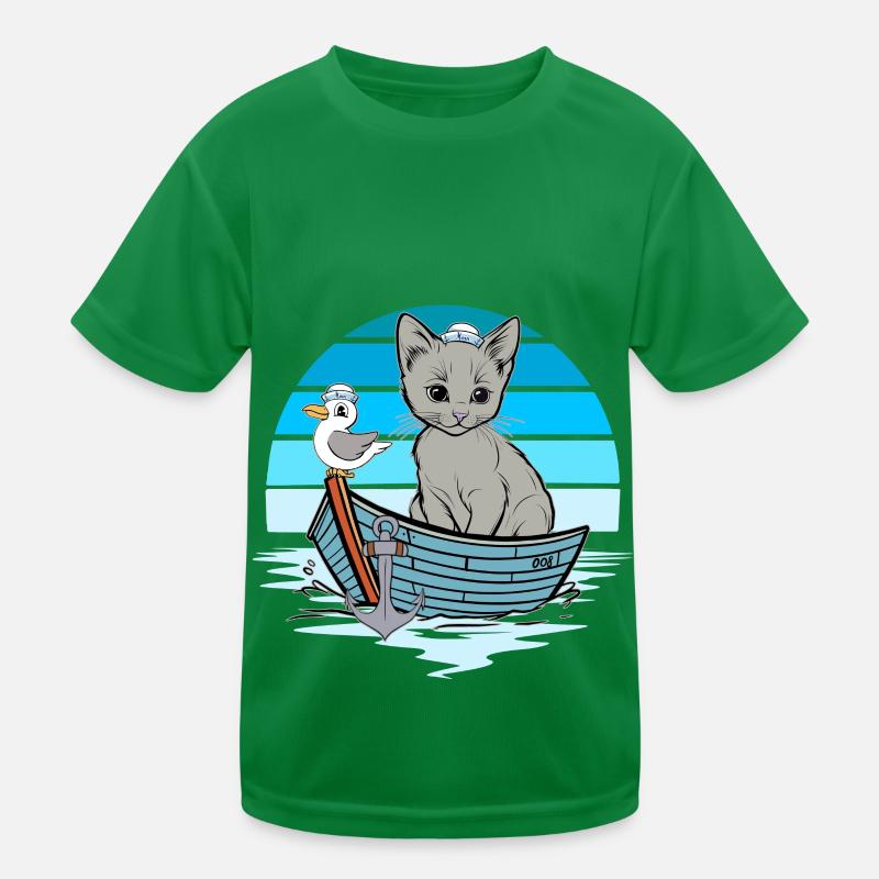 Kätzchen Möwe Seefahrer Matrose Boot Kinder Funktions-T-Shirt
