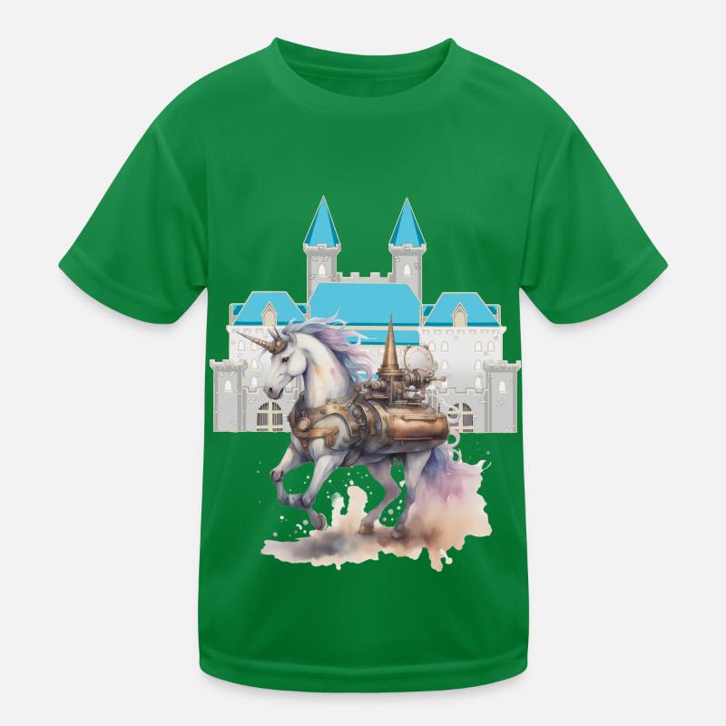Schloss Einhörner Pferde Pferd Märchen Fabeltier Kinder Funktions-T-Shirt