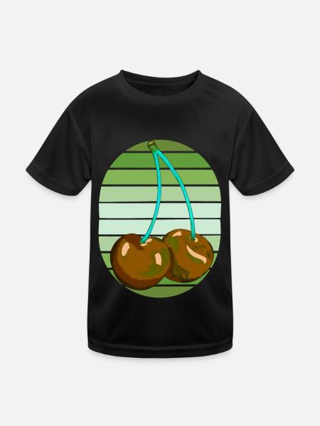 Rockabilly Retro Vintage Cherries - Kids Functional T-Shirt - black - Front