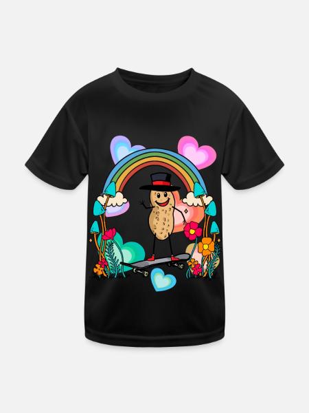 Peanut Peanuts Rainbow Hearts Birthday - Kids Functional T-Shirt - black - Front