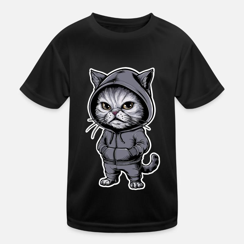 Ärgerliche Böse Katze Grummelige Katze Kinder Funktions-T-Shirt