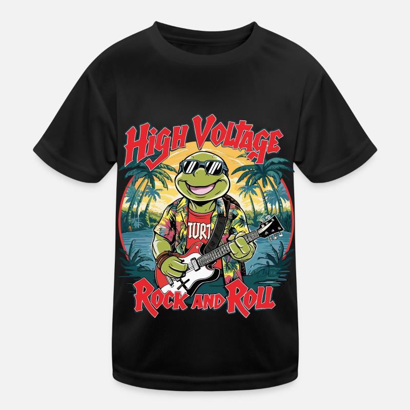 Lustige Schildgröte mit Gitarre Rock and Roll Kinder Funktions-T-Shirt