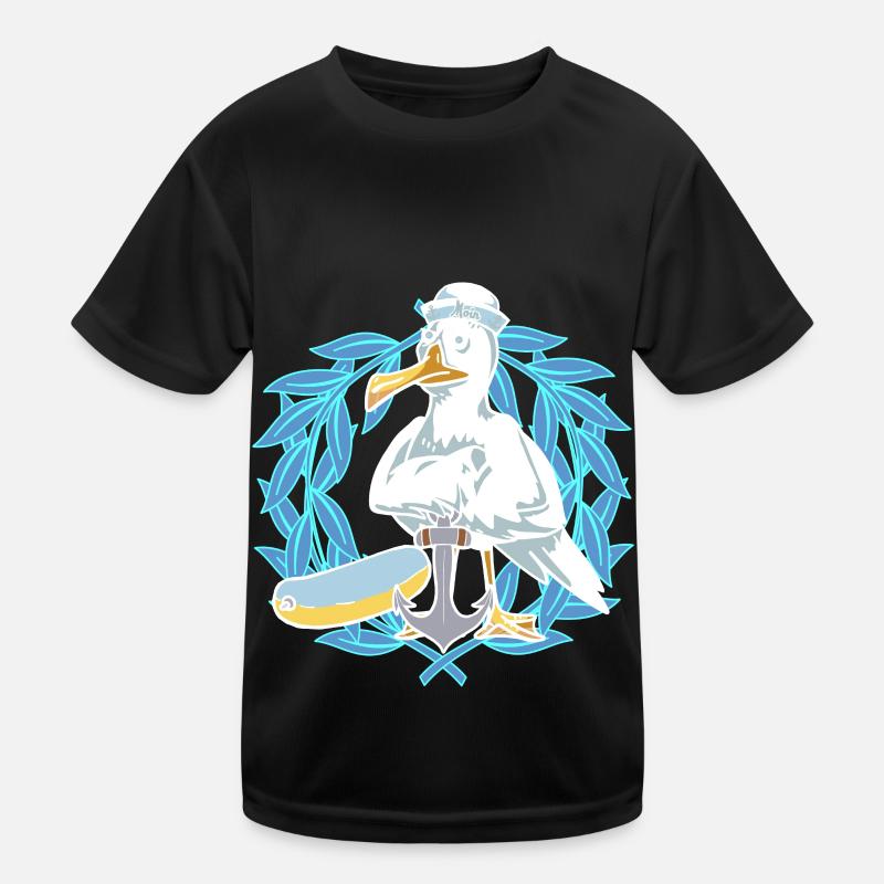 Möwe Möwen Seefahrer Seemänner Lorbeer Matrose Kinder Funktions-T-Shirt