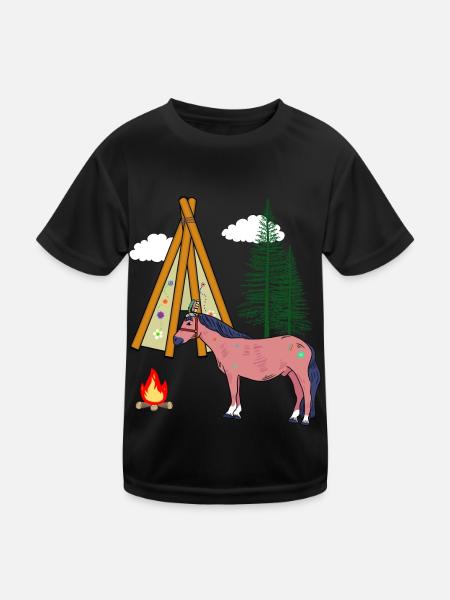 Schamanen Pferd Pferde Ross Gaul Wilder Westen - Kinder Funktions-T-Shirt - Schwarz - Vorne
