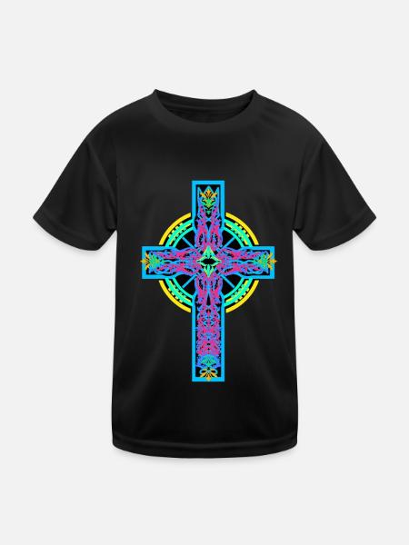 Kreuz Kreuze Kruzifix - Kinder Funktions-T-Shirt - Schwarz - Vorne
