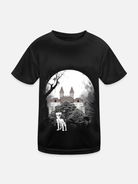 Château médiéval Forêt Loups Conte de fées Wehrwolf - T-shirt sport Enfant - noir - Devant