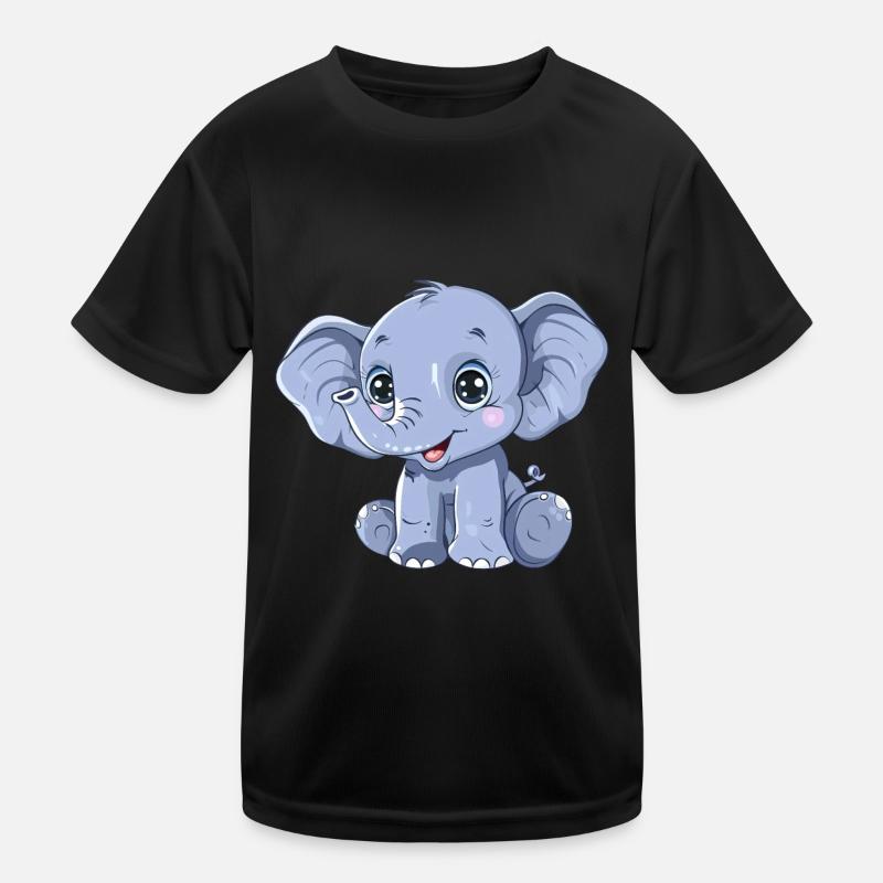 Süßer Blauer Elefant Mit Großen Augen Kinder Funktions-T-Shirt