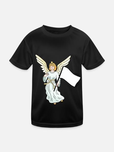 Engel Weltfrieden Fahne Peace - Kinder Funktions-T-Shirt - Schwarz - Vorne