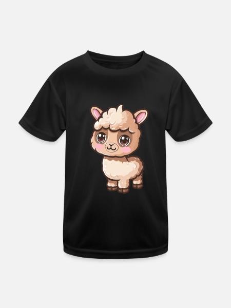 Cute alpaca motif for you - Kids Functional T-Shirt - black - Front