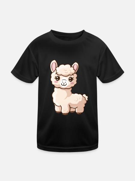 Cute alpaca motif for animal lovers - Kids Functional T-Shirt - black - Front