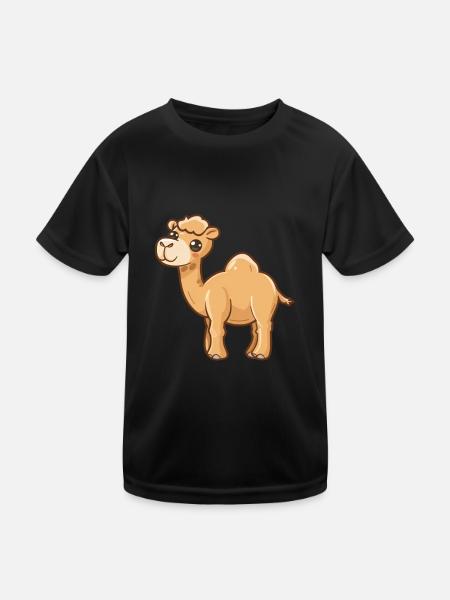 Cute Smiling Alpaca Motif - Kids Functional T-Shirt - black - Front