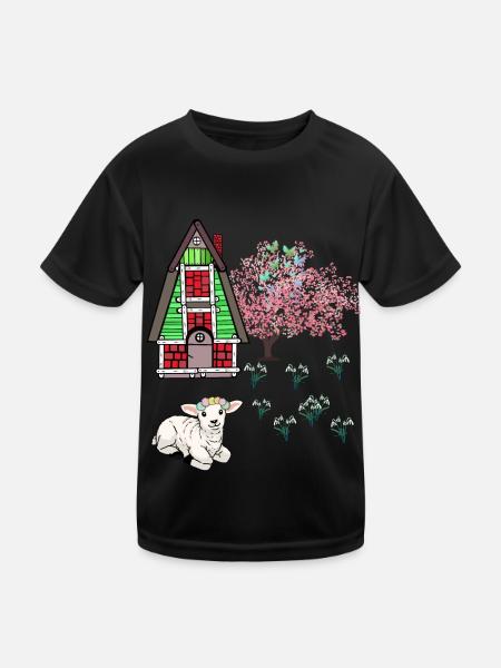 Happy Easter Lamb Schaff Easter Nature Spring - Kids Functional T-Shirt - black - Front