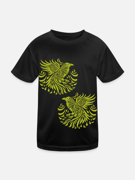 Krähe Raben Vögel okkult Krähen Rabe - Kinder Funktions-T-Shirt - Schwarz - Vorne