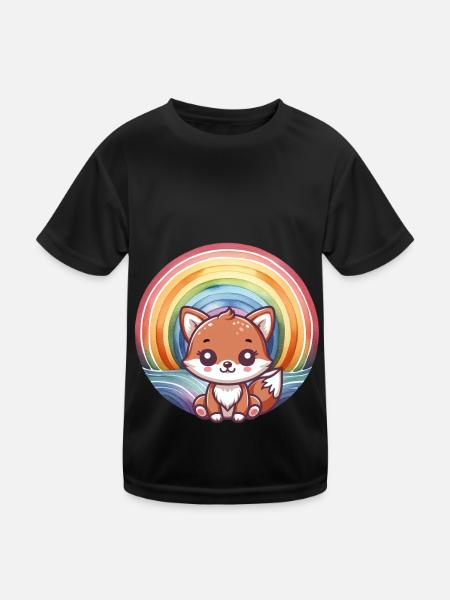 Fuchs Füchse Kinder Kind - Kinder Funktions-T-Shirt - Schwarz - Vorne