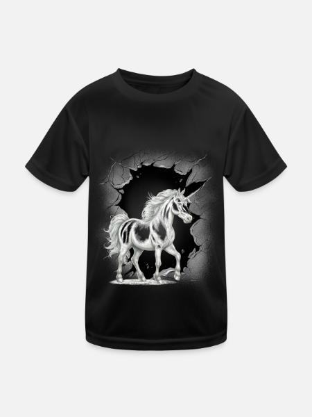 Licornes, Licornes, Créatures Mythiques, Créatures Mythiques, Mystique - T-shirt sport Enfant - noir - Devant