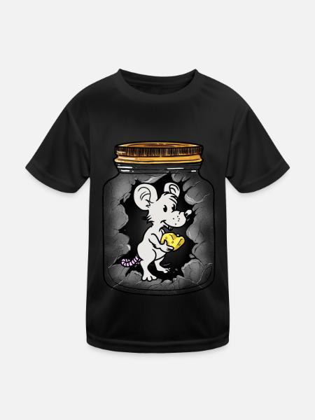 Message in a Bottle Cheese Mouse Mice Rat Greeting Birthday - Kids Functional T-Shirt - black - Front
