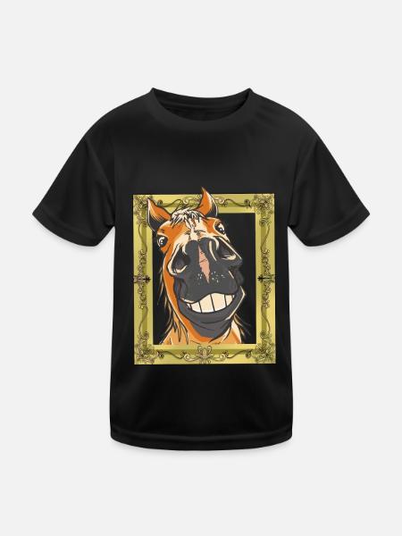 Horse Head Horse Horses - Kids Functional T-Shirt - black - Front