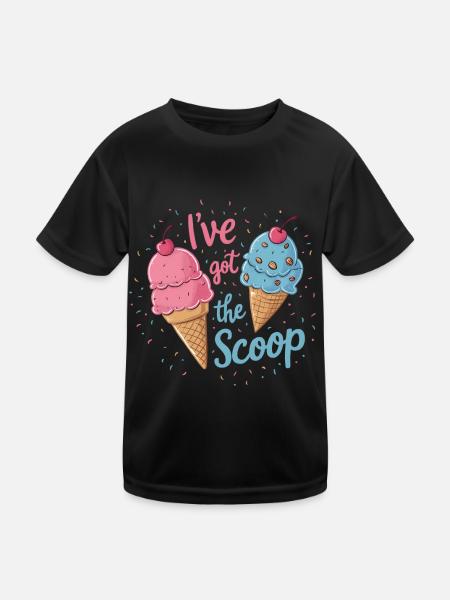 I've Got the Scoop Gender Reveal Ice cream Themed - Kids Functional T-Shirt - black - Front