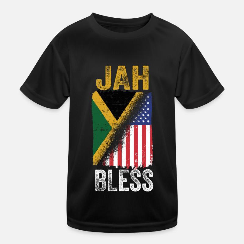 Jah Bless American Flag Reggae Jamaika Wurzeln Kinder Funktions-T-Shirt