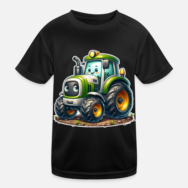 Traktor - Kinder Funktions-T-Shirt - Schwarz