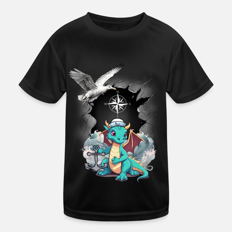 Dragon Dragon Sailor Compass Maritime Seagull Child Kids Functional T-Shirt