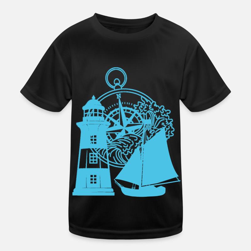 maritim Kompass Segelschiff Leuchtturm Kinder Funktions-T-Shirt