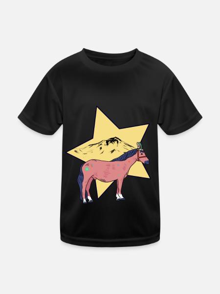 Horse Horses Wild West Western Western Horse - Kids Functional T-Shirt - black - Front