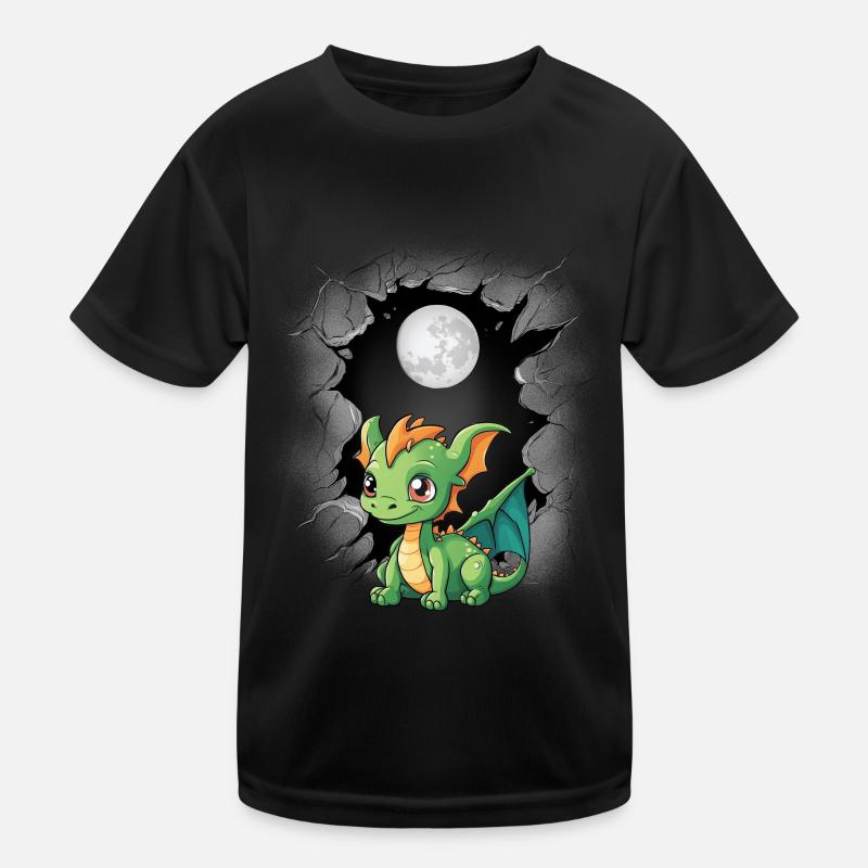 Full Moon Dragon Dragon Moon Mythical Creature Kids Functional T-Shirt