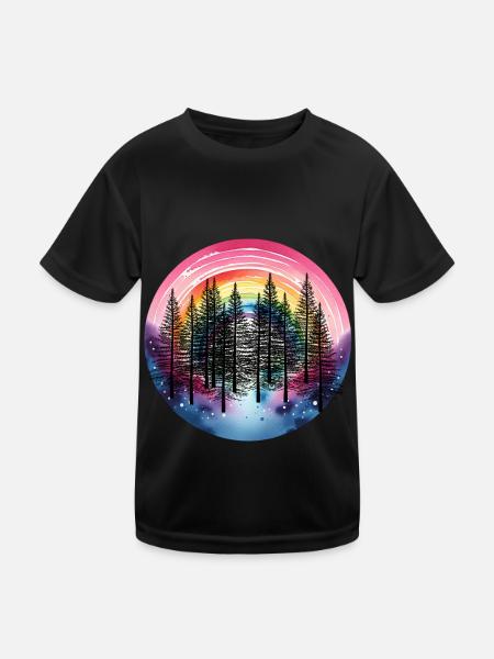 Rainbow Forest Nature Nature Lover Spruce Tree - Kids Functional T-Shirt - black - Front