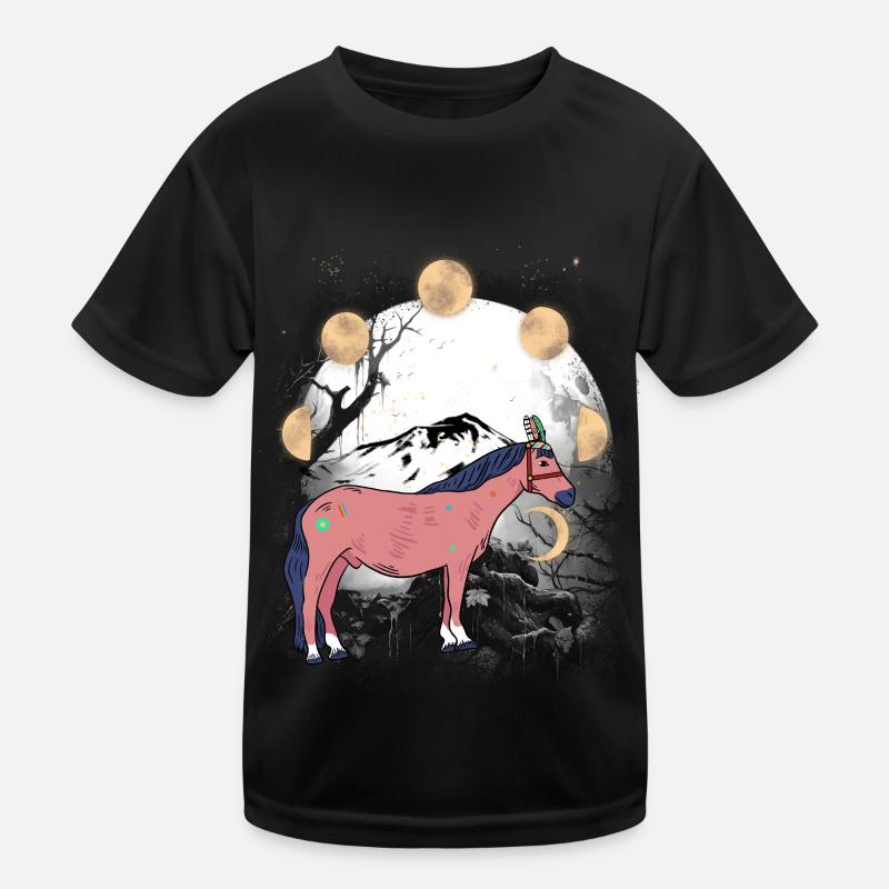 Schamanen Pferd Pferde Schamane Mond Kinder Funktions-T-Shirt