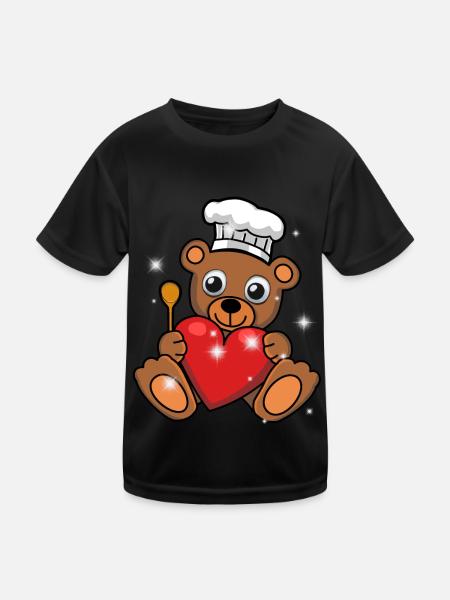 Ours en peluche Cuisinier Cuisinier Cuisinier - T-shirt sport Enfant - noir - Devant