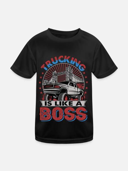 Trucking is like a Redneck - Kinder Funktions-T-Shirt - Schwarz - Vorne