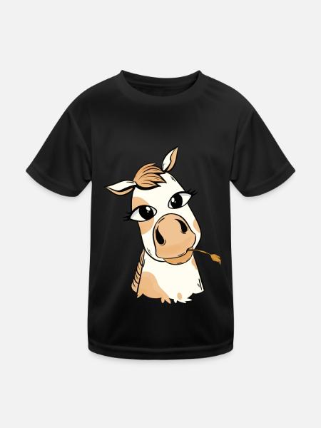 Baby Foal Pony Horse Horses Kids Child - Kids Functional T-Shirt - black - Front