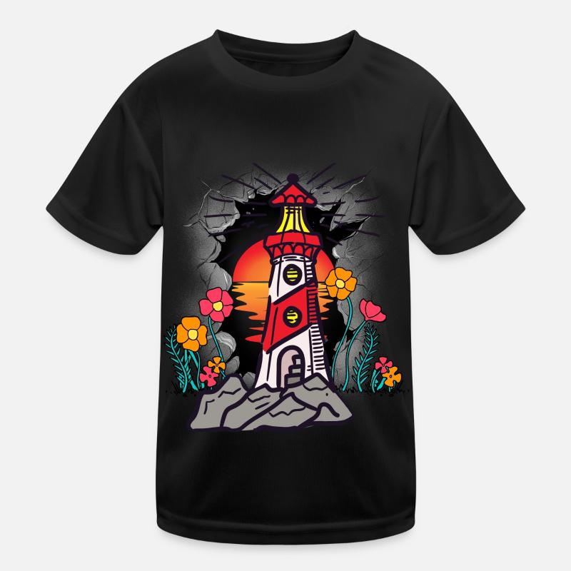 maritime, lighthouse, lighthouse, coast Kids Functional T-Shirt