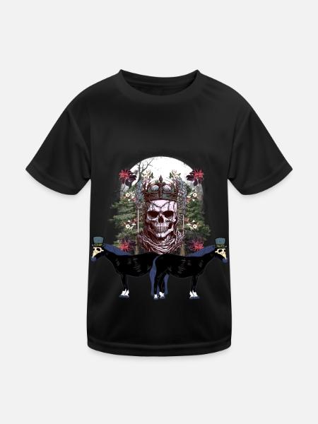mystisch Halloween Geist Geister Pferd König - Kinder Funktions-T-Shirt - Schwarz - Vorne