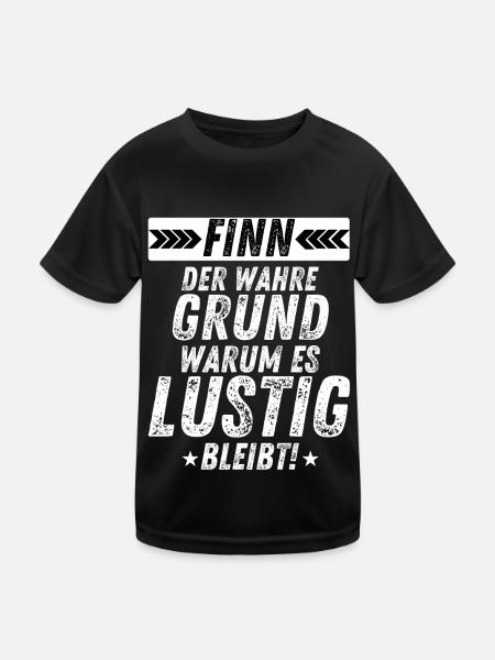 Finn Grund Lustig Bleibt Fun Shirt Männer Party - Kinder Funktions-T-Shirt - Schwarz - Vorne
