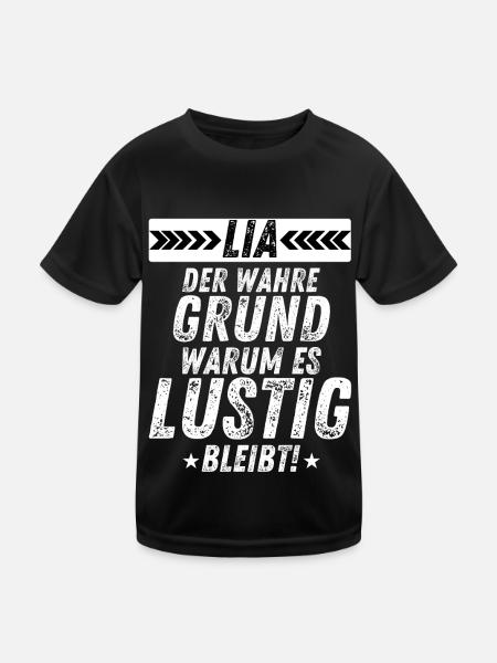 Lia Der Wahre Grund Humor Spaß Lustig Spruch - Kinder Funktions-T-Shirt - Schwarz - Vorne