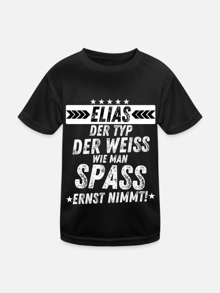 Elias Lustiger Typ Geschenkidee Männer Herren Fun - Kinder Funktions-T-Shirt - Schwarz - Vorne
