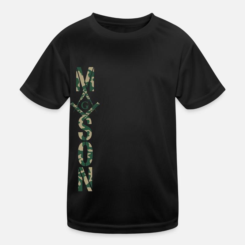 Masonic Camo Freemason Mason - Kids Functional T-Shirt - black