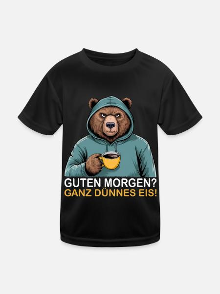 Bonjour très mince glace Grizzly drôle d’ours - T-shirt sport Enfant - noir - Devant