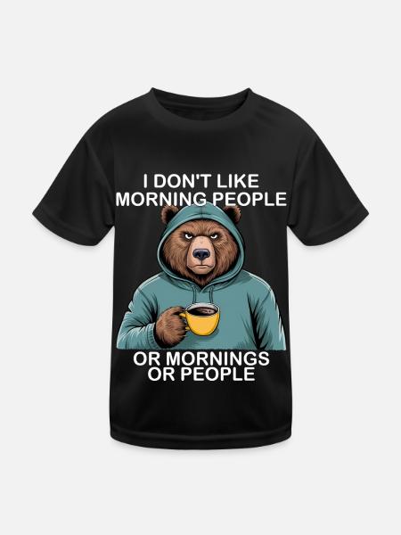 Funny Bear Grizzly - Kids Functional T-Shirt - black - Front